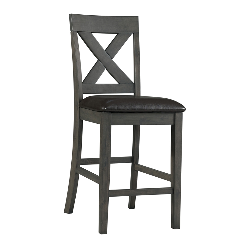 Bowery Hill Solid Wood 7PC Counter Height Dining Set in Grey