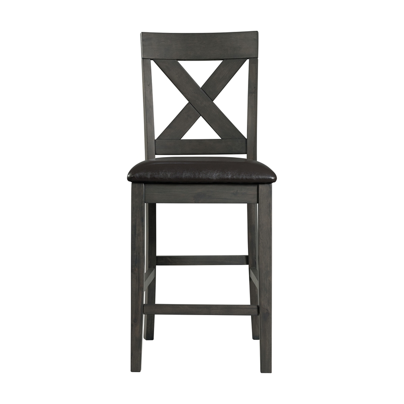 Bowery Hill Solid Wood 7PC Counter Height Dining Set in Grey
