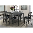 Bowery Hill Solid Wood 7PC Counter Height Dining Set in Grey