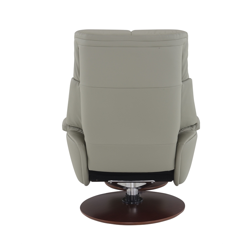 Bowery Hill Leather Upholstered Accent Chair with Ottoman in Gray & Brown