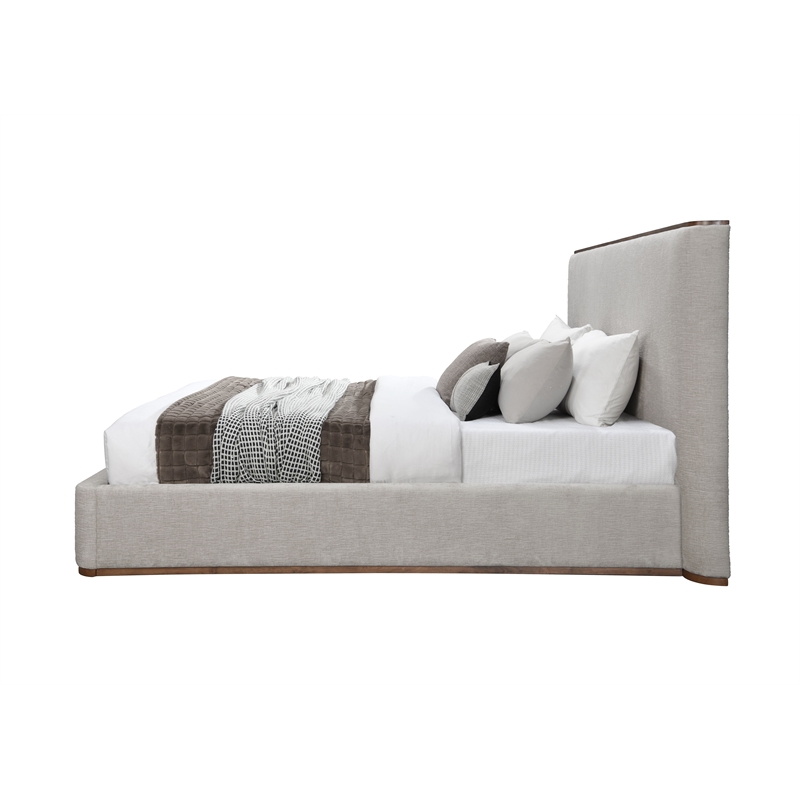 Bowery Hill Contemporary Wood Upholstered Eastern King Bed in Gray