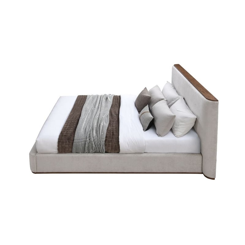 Bowery Hill Contemporary Wood Upholstered Eastern King Bed in Gray