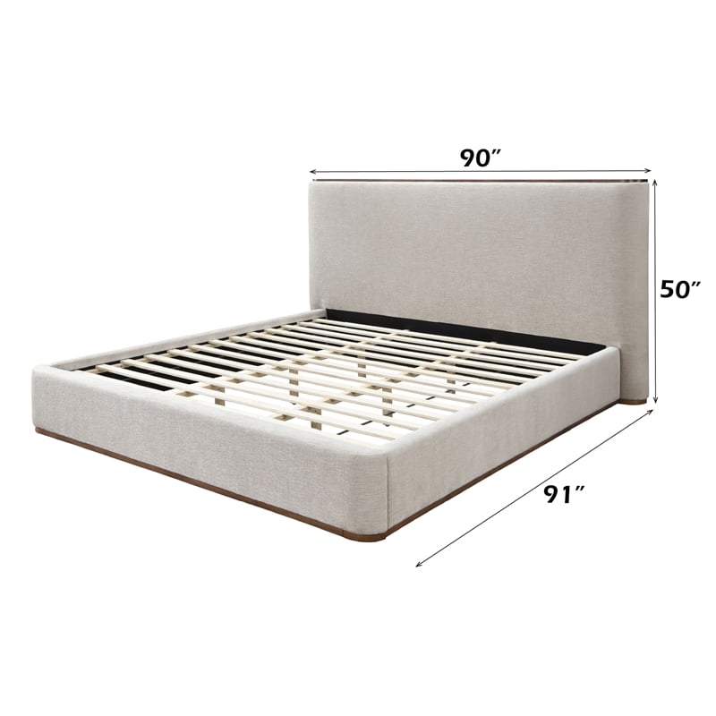 Bowery Hill Contemporary Wood Upholstered Eastern King Bed in Gray
