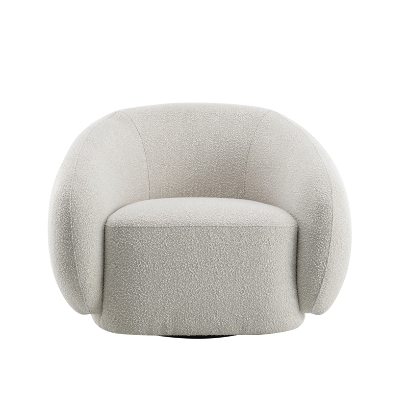 Bowery Hill Contemporary Fabric Upholstered Chair with Swivel in Beige