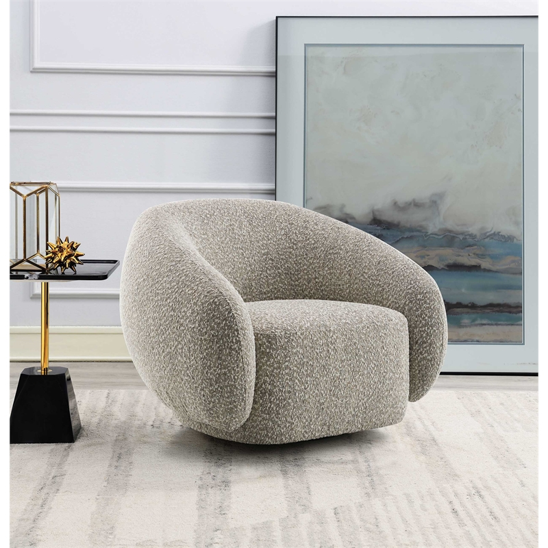 Bowery Hill Fabric Upholstered Chair with Swivel in 2-Tone Brown