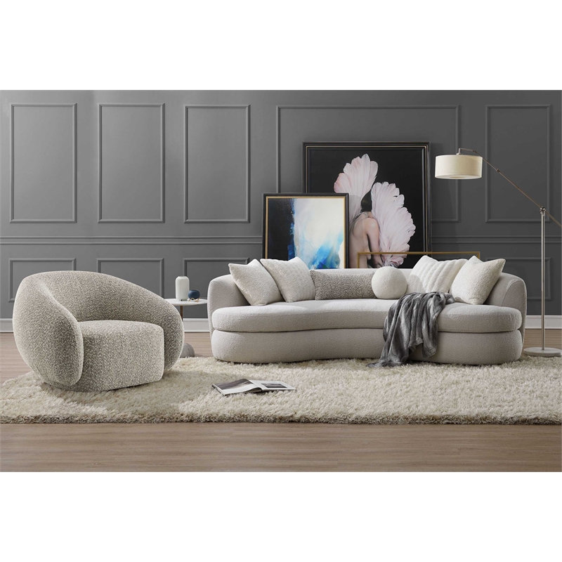 Bowery Hill Fabric Upholstered Chair with Swivel in 2-Tone Brown