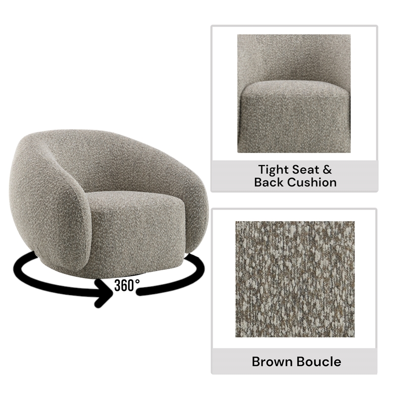 Bowery Hill Fabric Upholstered Chair with Swivel in 2-Tone Brown