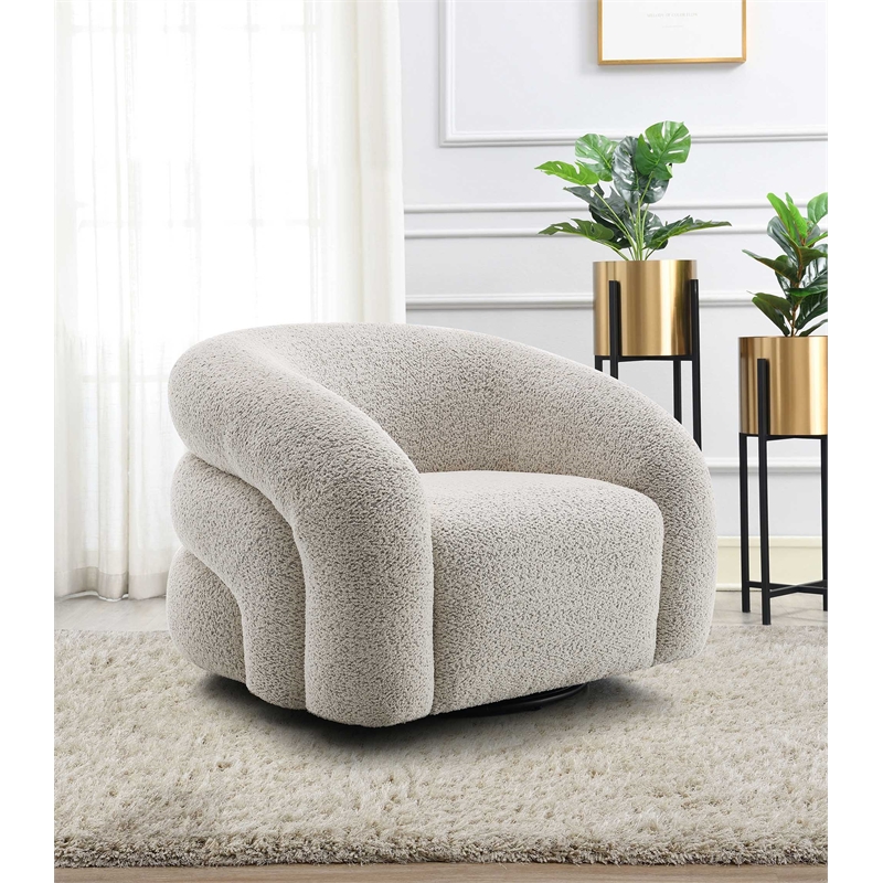 Bowery Hill Contemporary Fabric Upholstered Chair with Hidden Swivel in Gray
