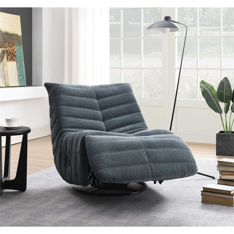 Bowery Hill Chenille Upholstered Glider Recliner with Swivel in Shadow Dark Gray