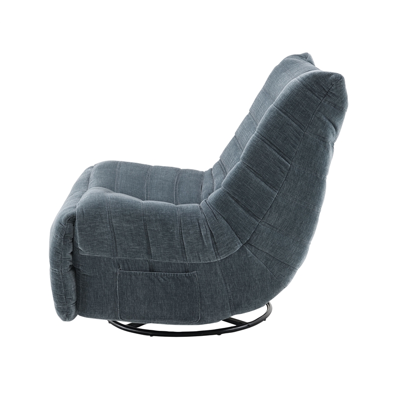 Bowery Hill Chenille Upholstered Glider Recliner with Swivel in Shadow Dark Gray