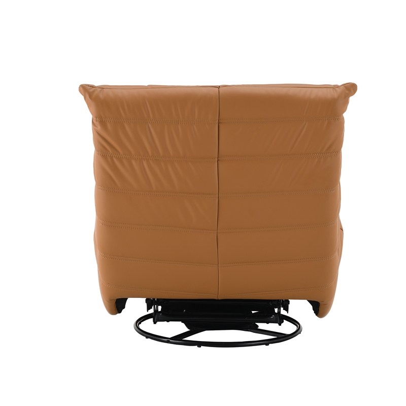 Bowery Hill Faux Leather Upholstered Glider Recliner with Swivel in Orange