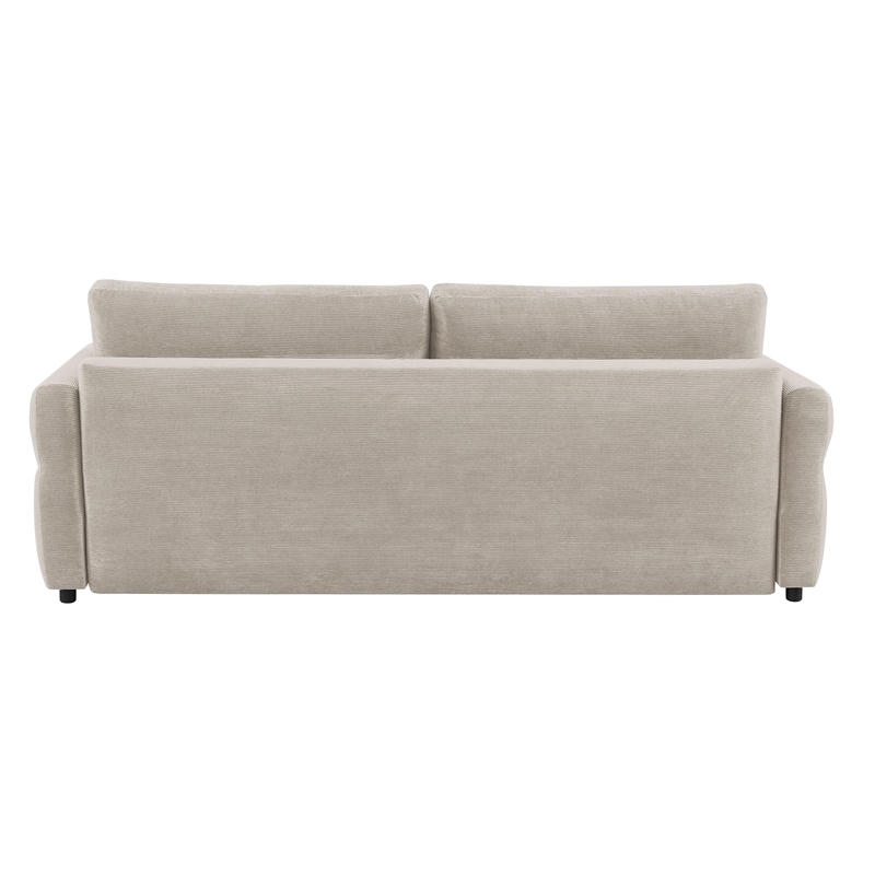 Bowery Hill Fabric Upholstered Sofa with Queen Size Sleeper & 2 Pillows in Beige