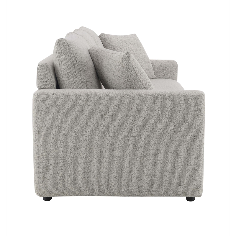 Bowery Hill Fabric Upholstered Sofa with Sleeper and 2 Pillows in Beige