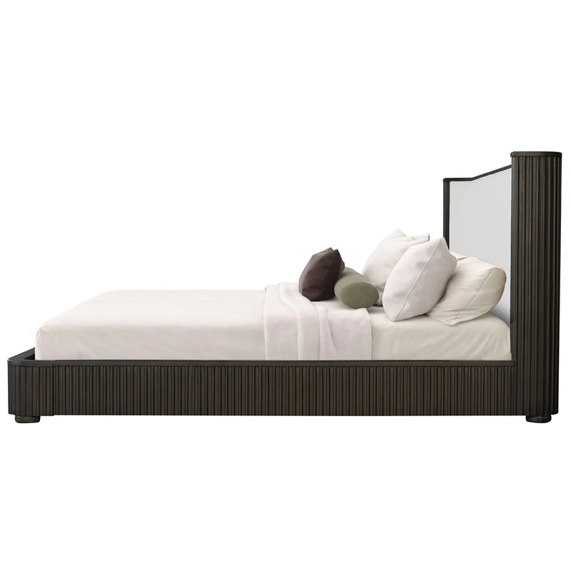 Bowery Hill Wood Upholstered Eastern King Bed in White & Espresso