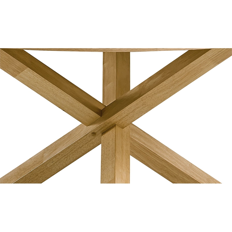 Bowery Hill Transitional Wood X-Shaped Base Round Dining Table in Oak