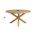 Bowery Hill Transitional Wood X-Shaped Base Round Dining Table in Oak