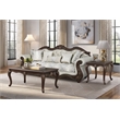 Bowery Hill Wood Rectangular Coffee Table with Floral Trim in Cherry