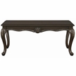 Bowery Hill Wood Rectangular Coffee Table with Floral Trim in Cherry