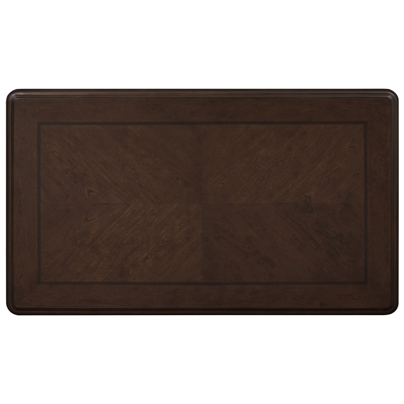 Bowery Hill Wood Rectangular Coffee Table with Floral Trim in Cherry