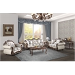 Bowery Hill Wood Rectangular Coffee Table with Floral Trim in Cherry
