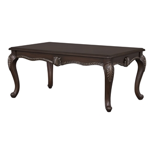 Bowery Hill Wood Rectangular Coffee Table with Floral Trim in Cherry