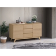 Bowery Hill 3-Drawer Transitional Wood Server with Four Angled Legs in Oak