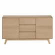 Bowery Hill 3-Drawer Transitional Wood Server with Four Angled Legs in Oak
