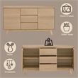 Bowery Hill 3-Drawer Transitional Wood Server with Four Angled Legs in Oak
