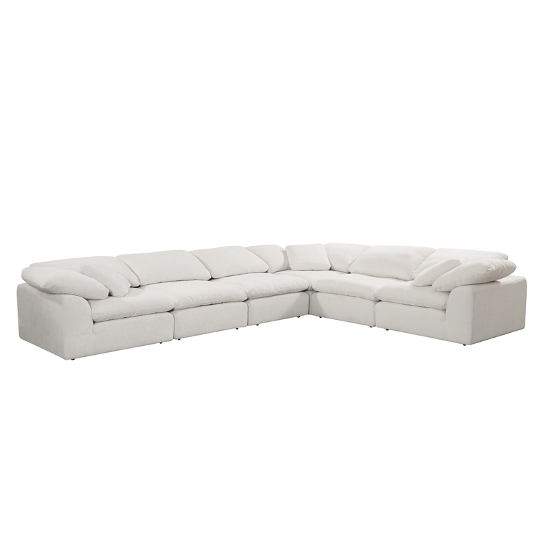 Bowery Hill Contemporary Modular - Wedge with Pillow in Ivory Linen