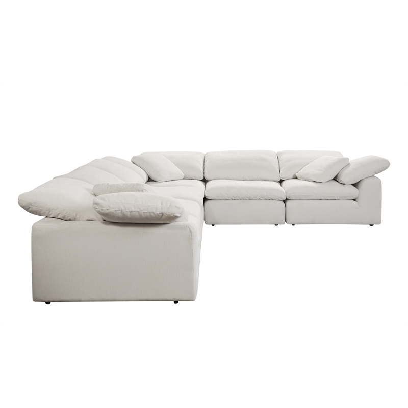 Bowery Hill Contemporary Modular - Wedge with Pillow in Ivory Linen