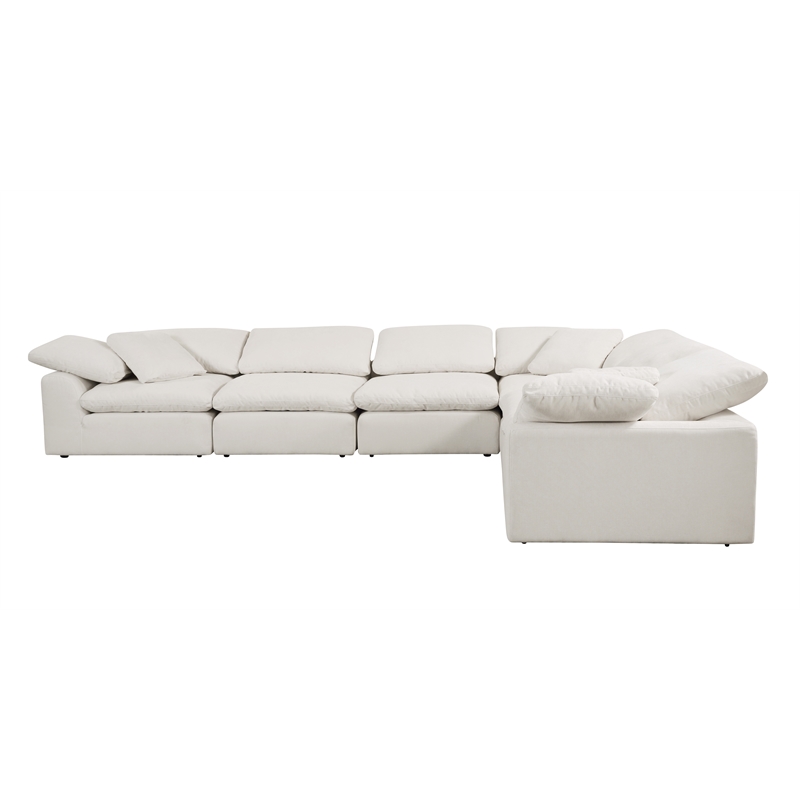 Bowery Hill Contemporary Modular - Wedge with Pillow in Ivory Linen