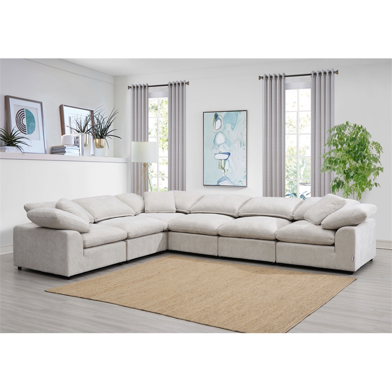 Bowery Hill Contemporary Modular - Wedge with Pillow in Ivory Linen