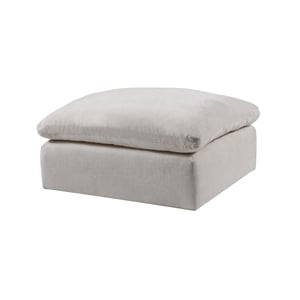 Bowery Hill Contemporary Wooden Frame Modular Ottoman in Ivory Linen