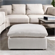 Bowery Hill Contemporary Wooden Frame Modular Ottoman in Ivory Linen