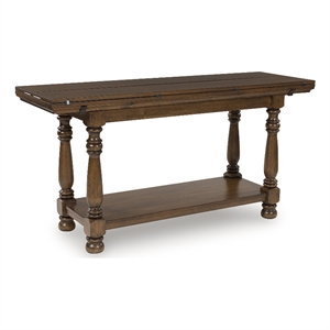 Bowery Hill Contemporary Wood Brown Finish Flip Top Sofa Table