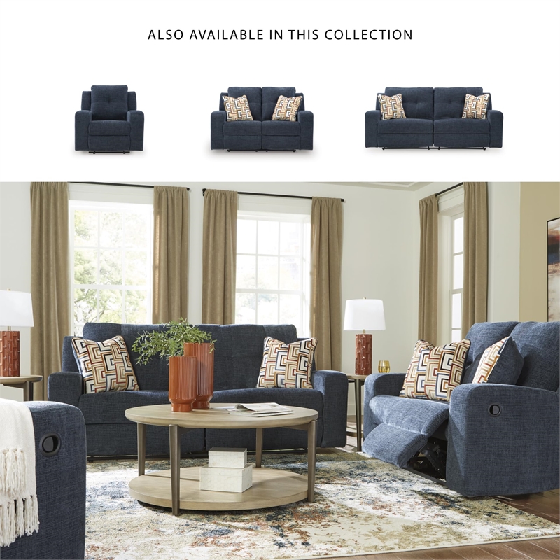 Bowery Hill Modern / Contemporary Polyester Blue Reclining Loveseat