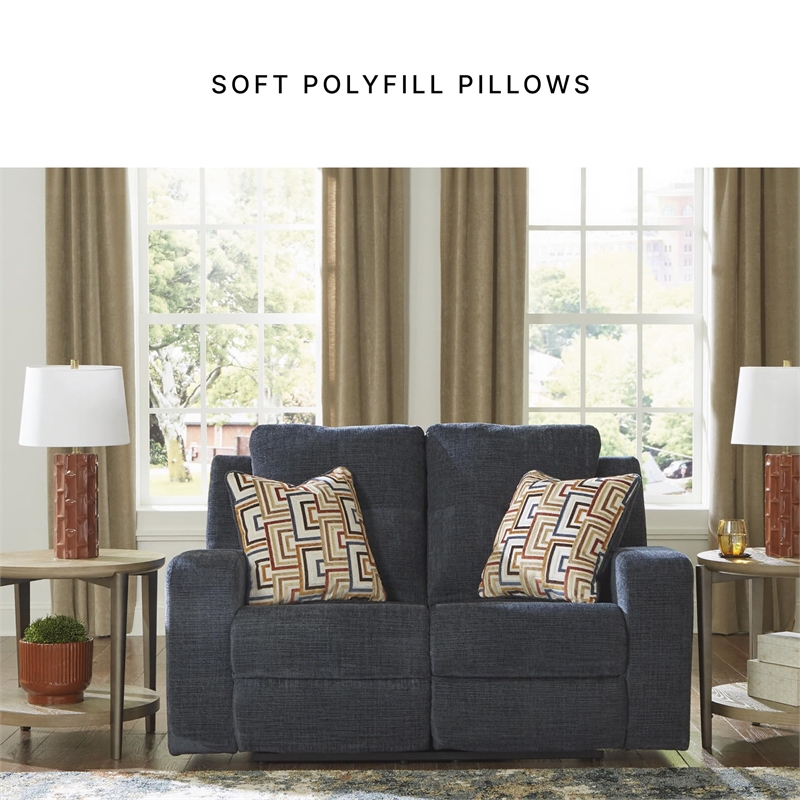 Bowery Hill Modern / Contemporary Polyester Blue Reclining Loveseat
