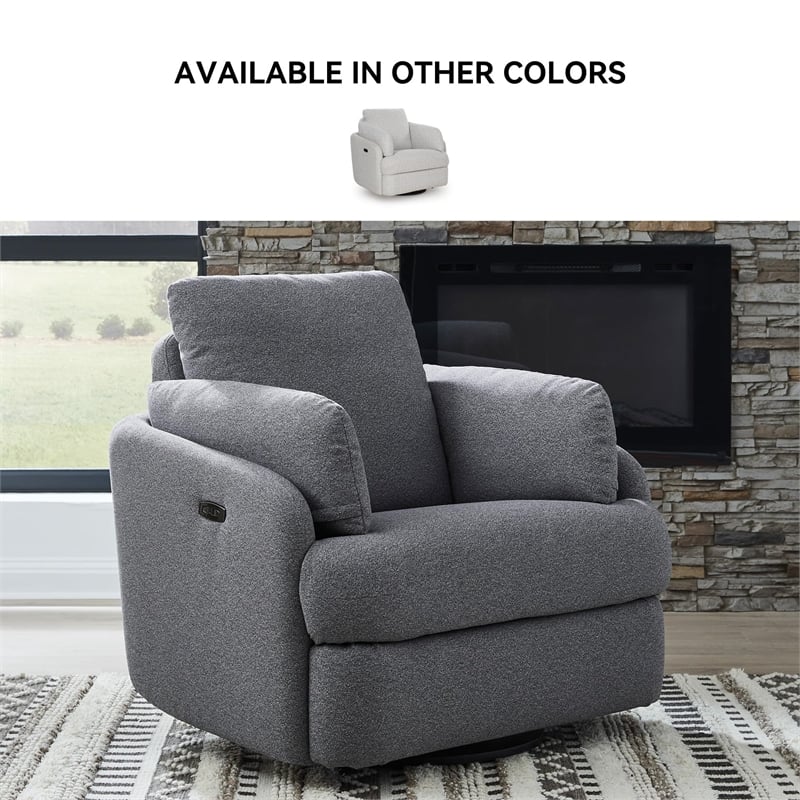 Bowery Hill Contemporary Polyester Next-Gen Nuvella Swivel Power Recliner