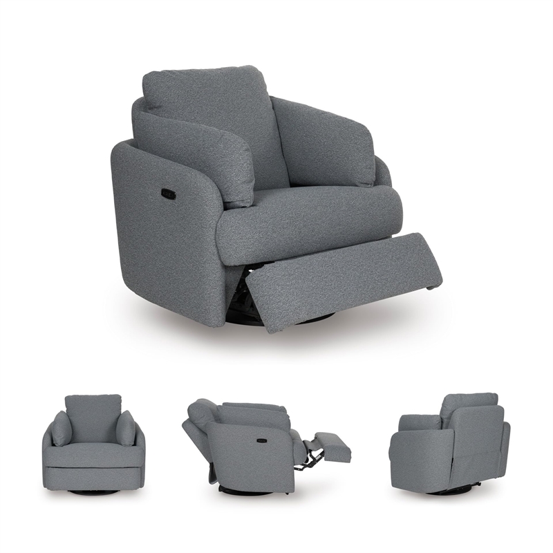 Bowery Hill Contemporary Polyester Next-Gen Nuvella Swivel Power Recliner