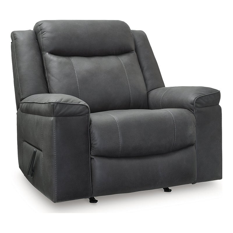 Bowery Hill Modern / Contemporary Faux Leather Black Finish Recliner