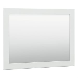 Bowery Hill Contemporary Engineered Wood White Bedroom Mirror