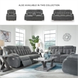 Bowery Hill Contemporary Polyester Gray Power Reclining Loveseat with Console