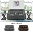 Bowery Hill Contemporary Polyester Gray Power Reclining Loveseat with Console