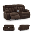 Bowery Hill Contemporary Polyester Brown Power Reclining Loveseat