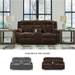 Bowery Hill Contemporary Polyester Brown Power Reclining Loveseat