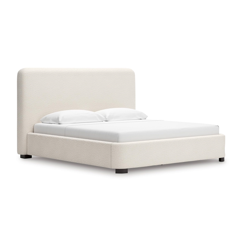 Bowery Hill Engineered Wood Beige King Upholstered Bed Rectangular Stain-Resistant 91.25