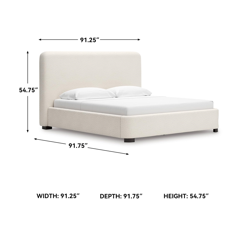 Bowery Hill Engineered Wood Beige King Upholstered Bed Rectangular Stain-Resistant 91.25