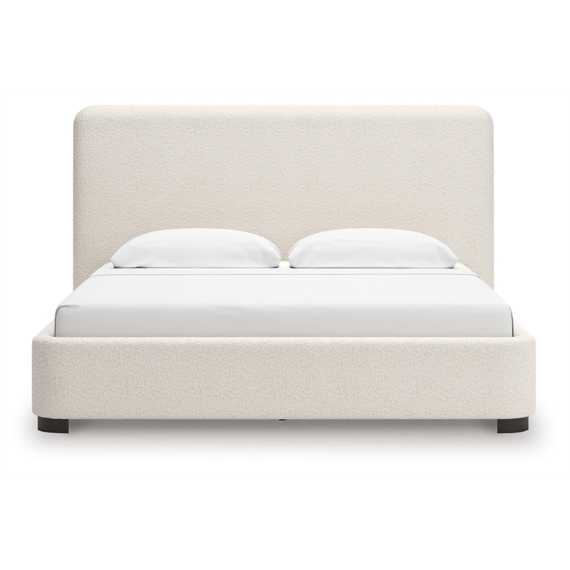 Bowery Hill Engineered Wood Beige King Upholstered Bed Rectangular Stain-Resistant 91.25