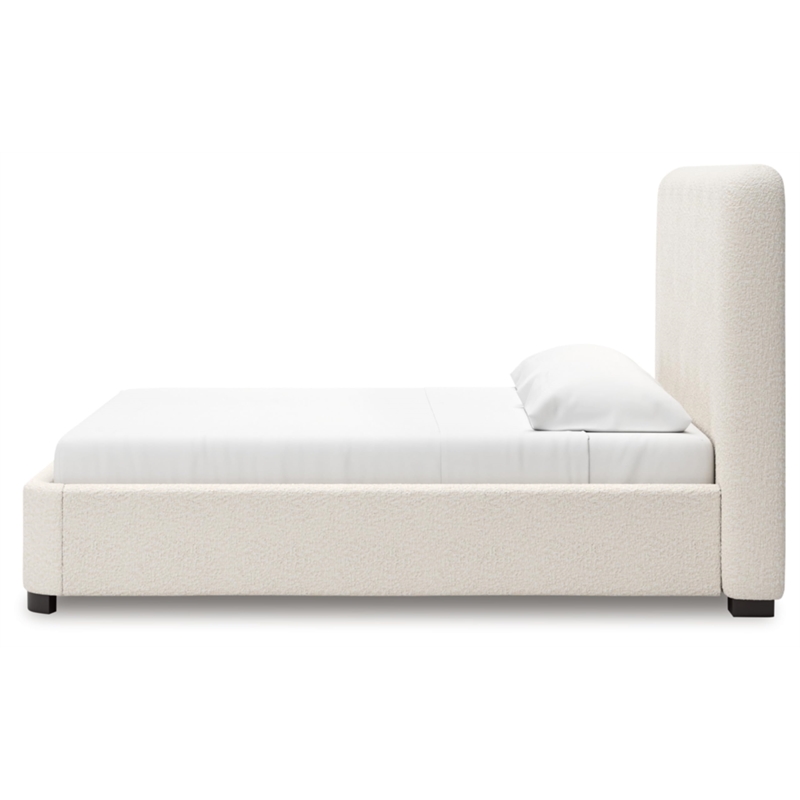 Bowery Hill Engineered Wood Beige King Upholstered Bed Rectangular Stain-Resistant 91.25