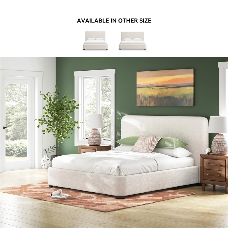 Bowery Hill Engineered Wood Beige Upholstered California King Bed Durable 91.25